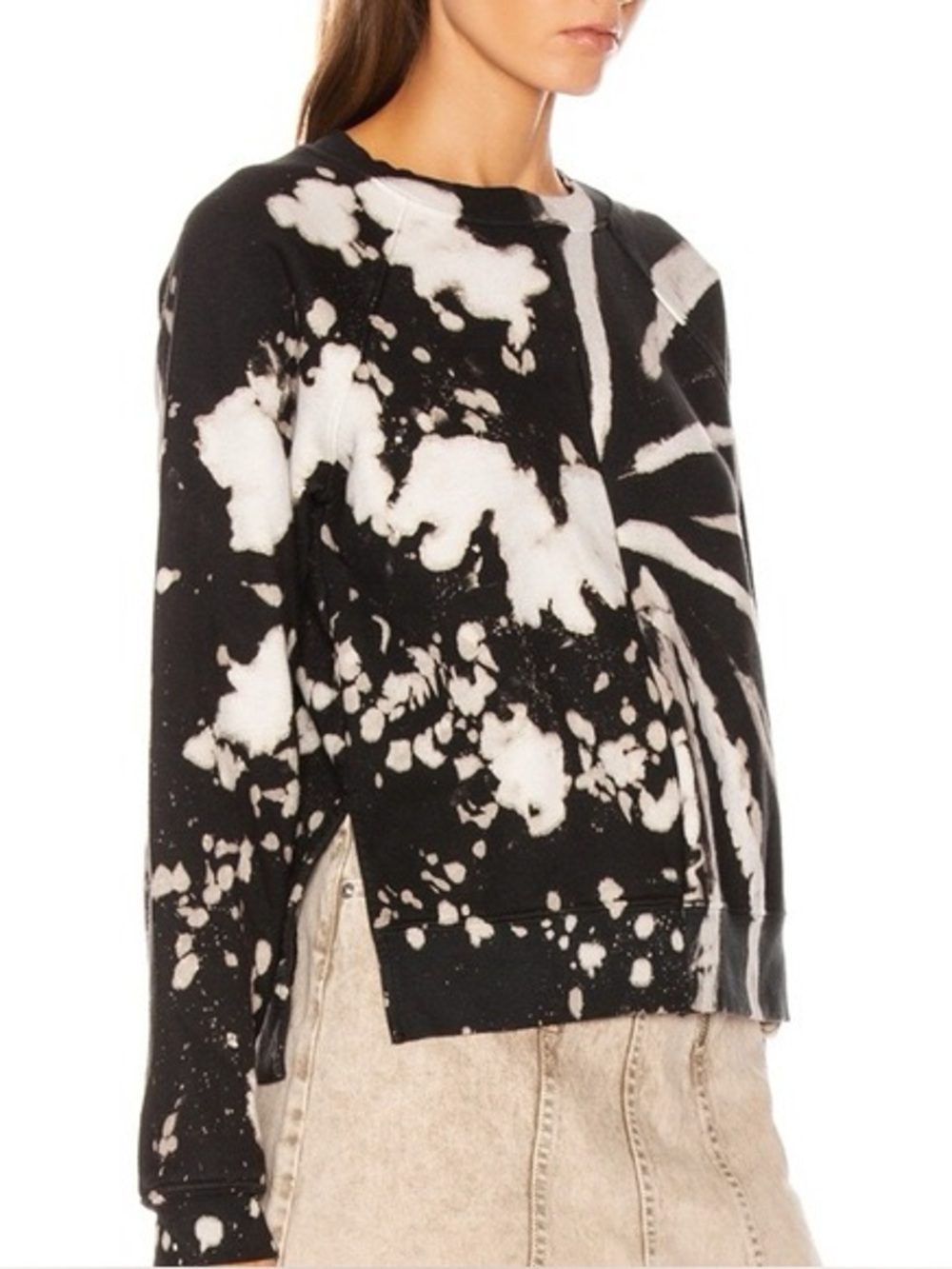 Proenza Schouler Black & White Tie-Dye Crewneck Sweater